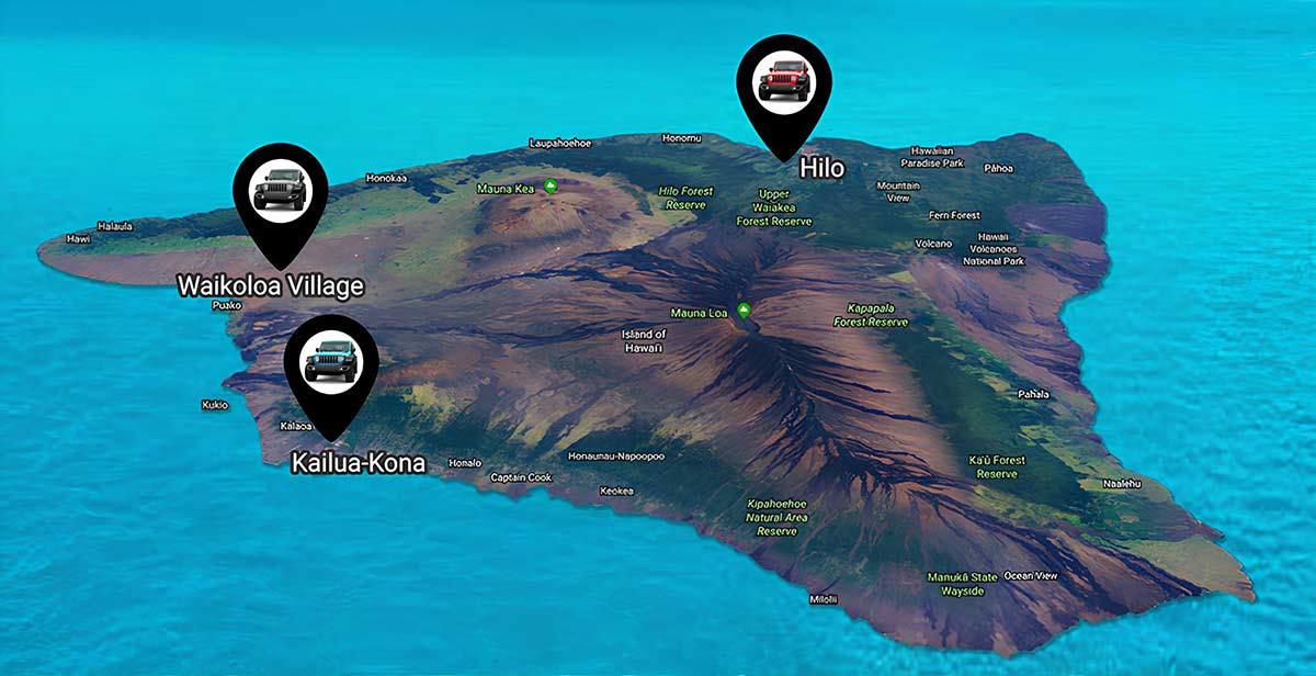 Big Island Jeeps visual map view