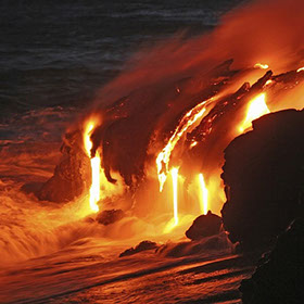 Kilauea lava enters the ocean